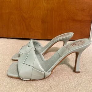 Vince Camuto Brelanie Green Woven Strap Mule Heeled Sandals 6.5